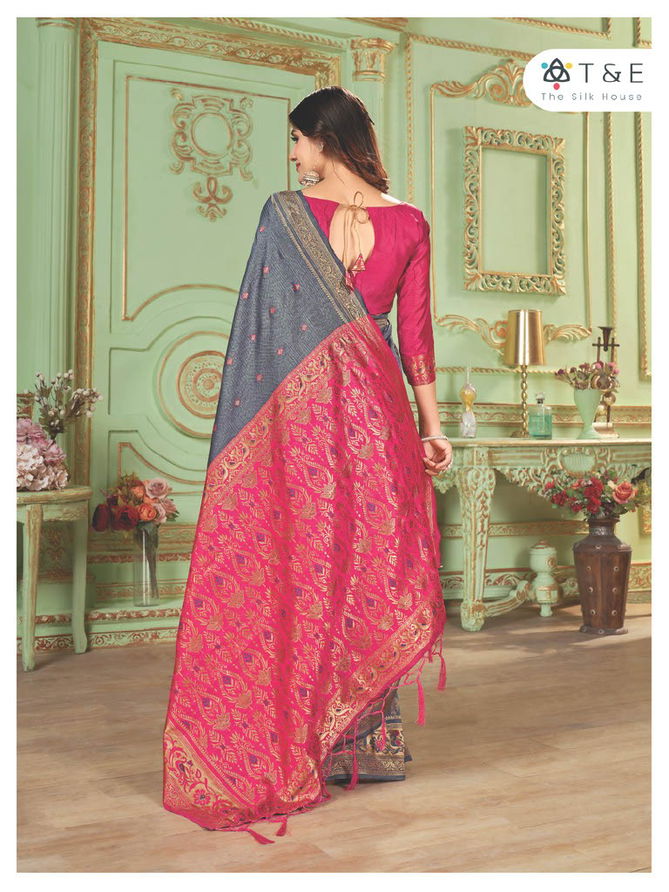 T And E Anika Silk Colors Party Wear Sarees Catalog